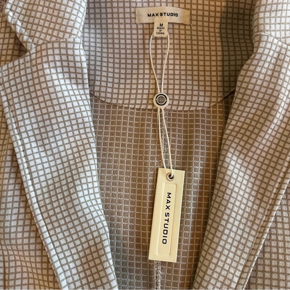 NWT Max Studio Blazer | Tan & White Grid Pattern | Women’s M - Picture 6 of 9